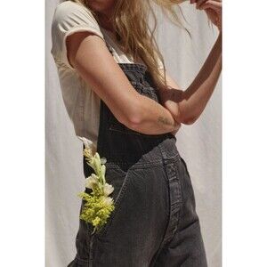 $350 NWT Anthropologie Ally Overall Washed Black Denim  Overalls Women's XS